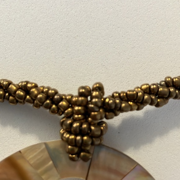 Gold Beaded Dangling Shell Necklace - Picture 5 of 7